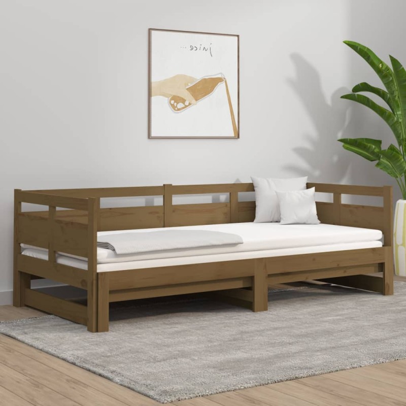 Sofá-cama puxar pinho maciço castanho mel 2x(80x200) cm-Camas e estruturas de camas-Home Retail