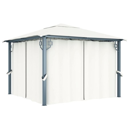 Gazebo com cortina 300x300 cm alumínio creme