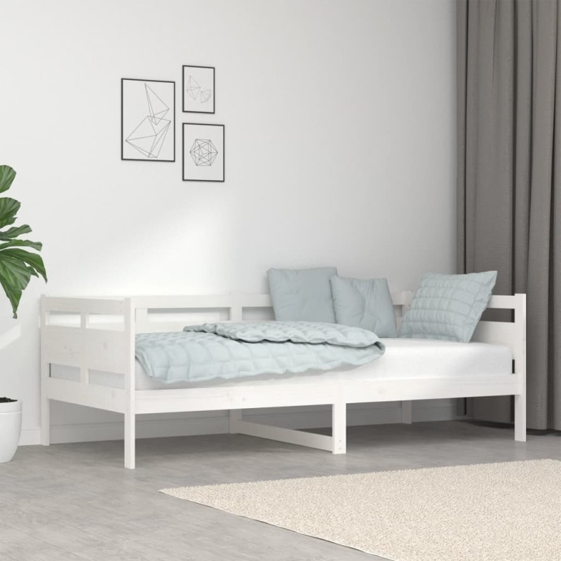 Sofá-cama 90x190 cm madeira de pinho maciça branco-Camas e estruturas de camas-Home Retail