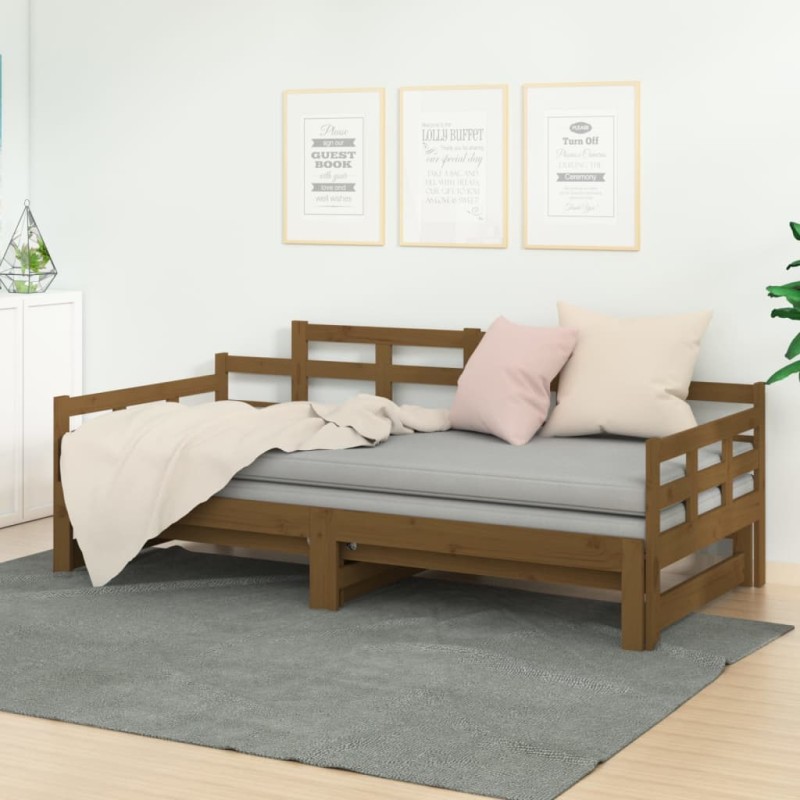 Estrutura sofá-cama de puxar pinho maciço castanho 2x(90x190)cm-Camas e estruturas de camas-Home Retail