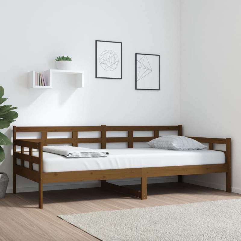 Sofá-cama 90x200 cm madeira de pinho maciça castanho-mel-Camas e estruturas de camas-Home Retail