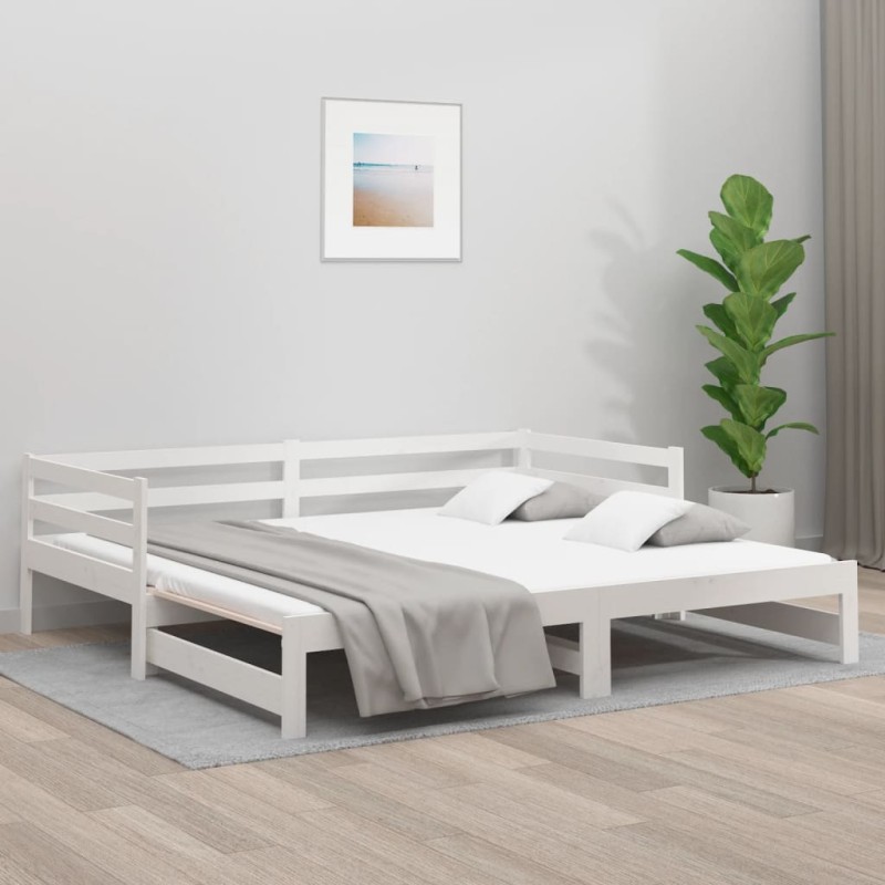 Estrutura sofá-cama de puxar 2x(90x190) cm pinho maciço branco-Camas e estruturas de camas-Home Retail