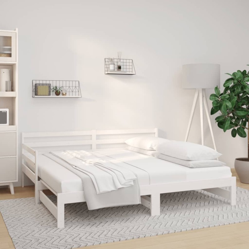 Estrutura sofá-cama de puxar 2x(90x190) cm pinho maciço branco-Camas e estruturas de camas-Home Retail