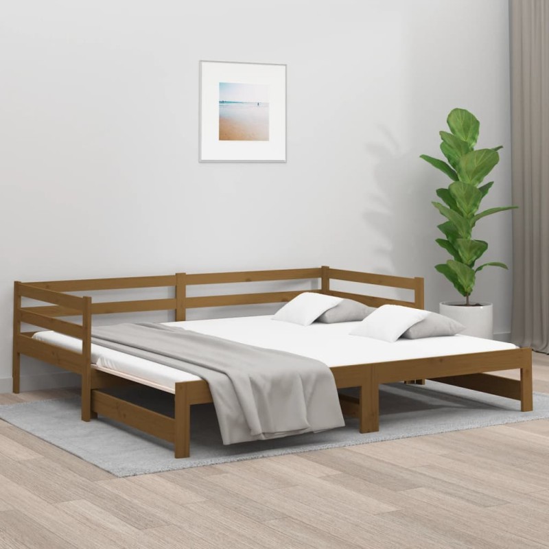 Estrutura sofá-cama de puxar 2x(90x190)cm pinho maciço castanho-Camas e estruturas de camas-Home Retail