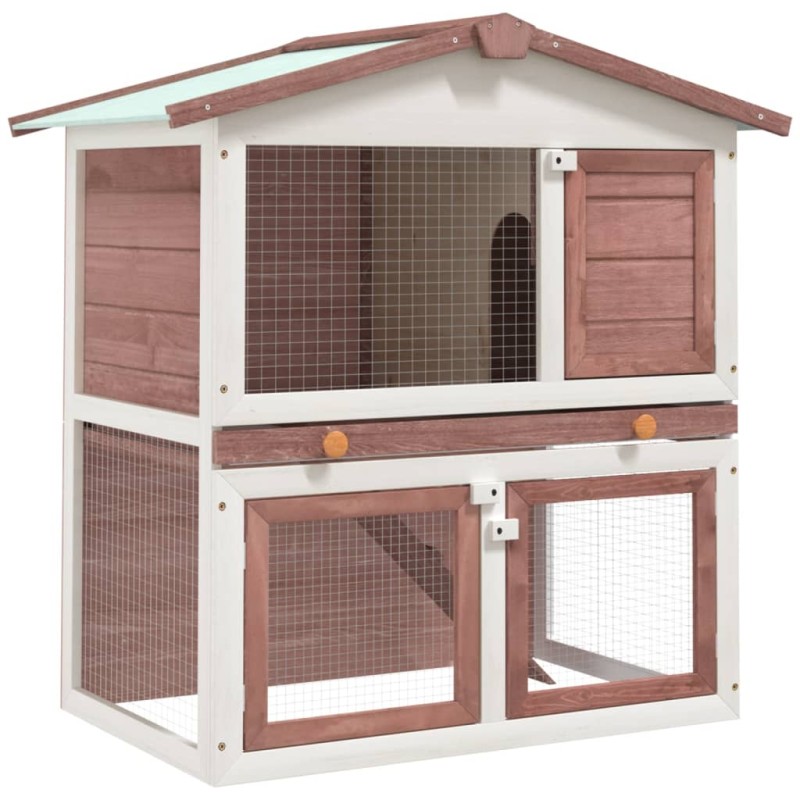 Coelheira de exterior 3 portas madeira castanho-Casotas e gaiolas para animais pequenos-Home Retail