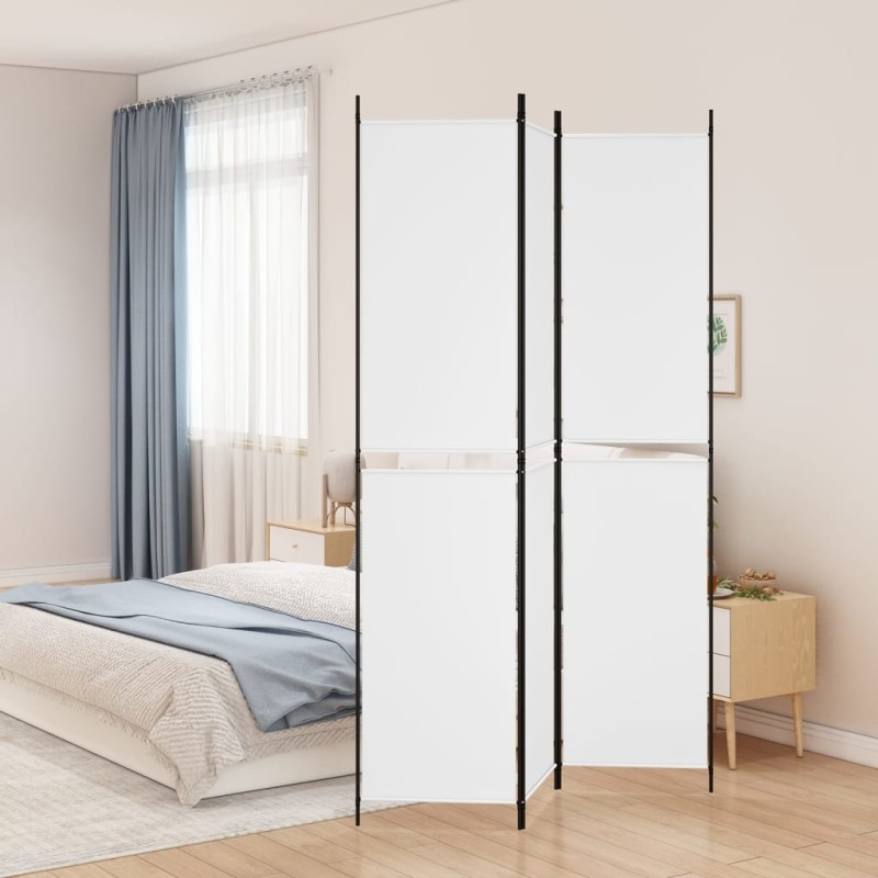 Biombo com 3 painéis 150x220 cm tecido branco-Biombos-Home Retail