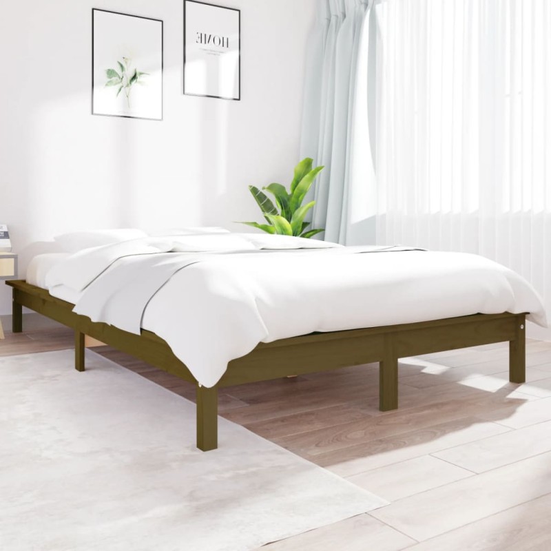 Estrutura de cama 160x200 cm madeira pinho maciço castanho mel-Camas e estruturas de camas-Home Retail