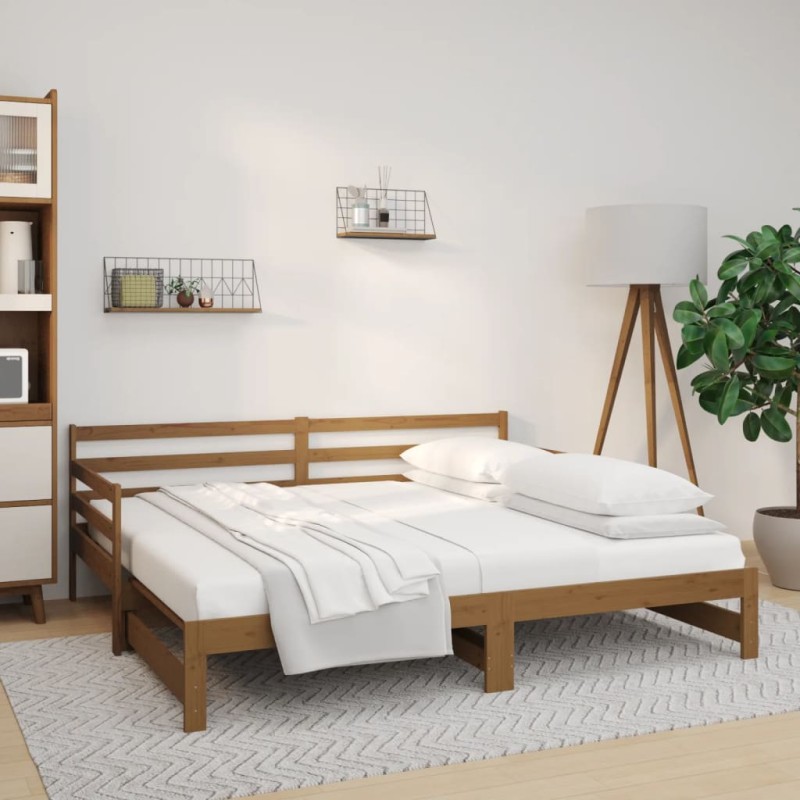 Estrutura sofá-cama de puxar 2x(90x190)cm pinho maciço castanho-Camas e estruturas de camas-Home Retail