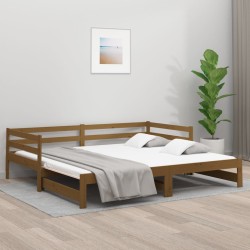 Sofá-cama puxar 2x(80x200) cm pinho maciço castanho mel