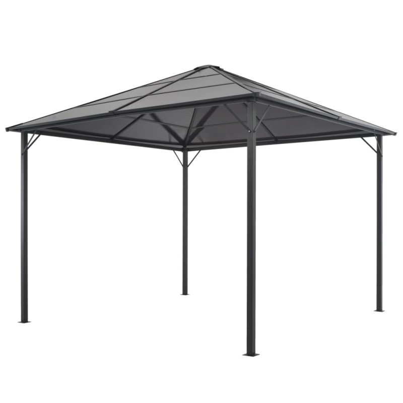 Gazebo com telhado de alumínio 3x3 m preto-Toldos e gazebos-Home Retail