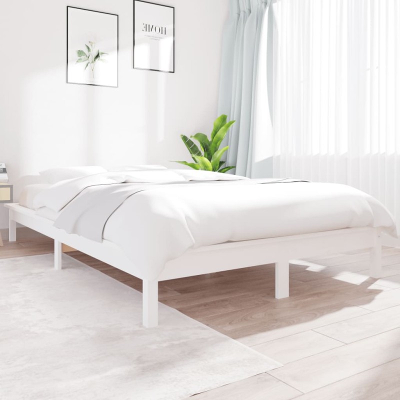 Estrutura de cama 120x200 cm pinho maciço branco-Camas e estruturas de camas-Home Retail