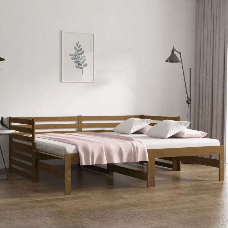 Sofá-cama puxar 2x(80x200) cm pinho maciço castanho mel-Camas e estruturas de camas-Home Retail