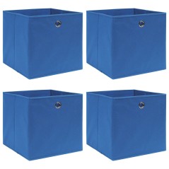 Caixas de arrumação 4 pcs 32x32x32 cm tecido azul