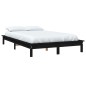 Estrutura cama de casal pequena 120x190 cm pinho maciço preto