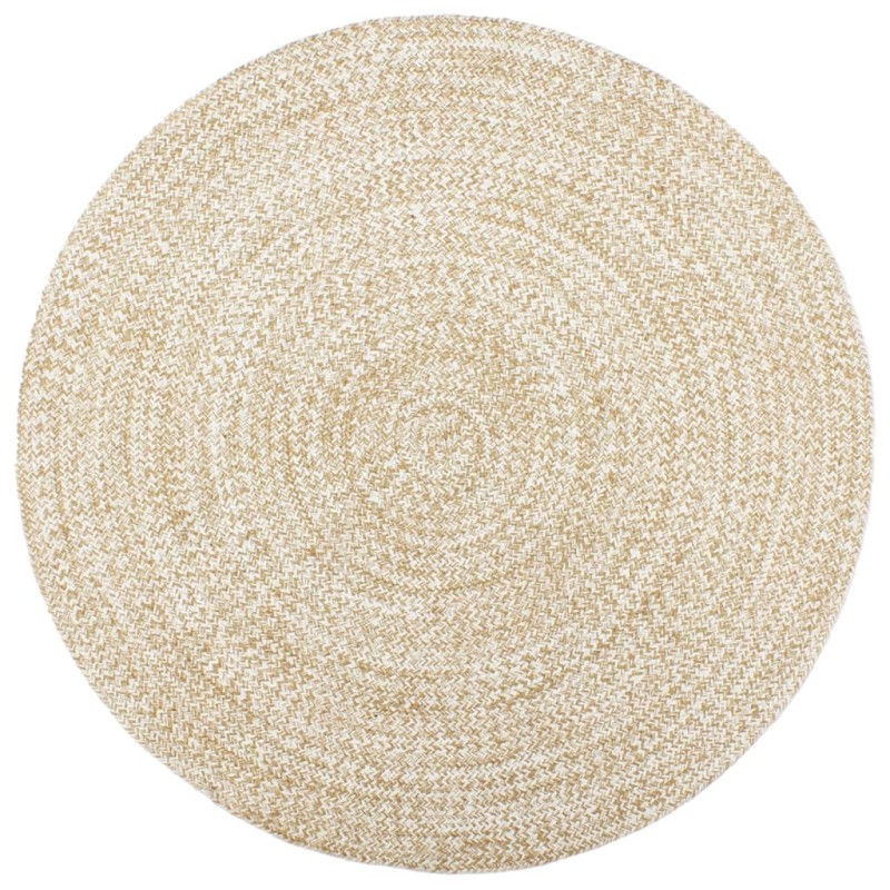 Tapete artesanal em juta 120 cm branco e castanho-Tapetes-Home Retail