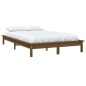 Estrutura cama king size 150x200 cm madeira maciça castanho-mel