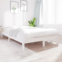 Estrutura de cama 140x200 cm pinho maciço branco