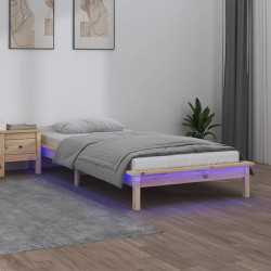 Estrutura de cama com luzes LED 100x200 cm madeira maciça