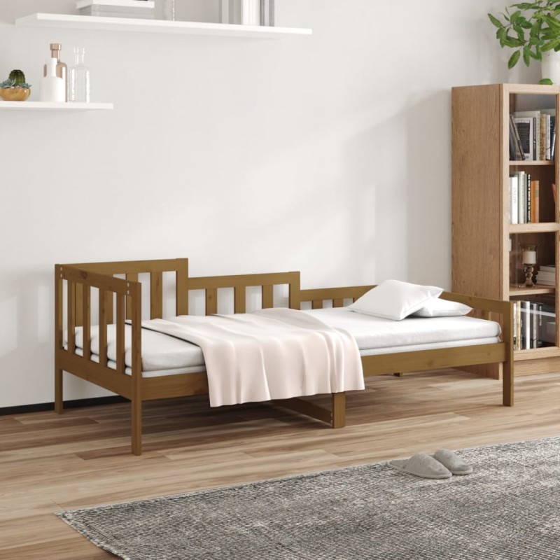 Sofá-cama 90x200 cm madeira de pinho maciça castanho mel-Camas e estruturas de camas-Home Retail