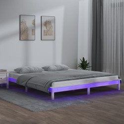 Estrutura de cama com LEDs 200x200 cm pinho maciço branco