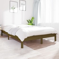 Estrutura de cama 140x190 cm pinho maciço castanho mel