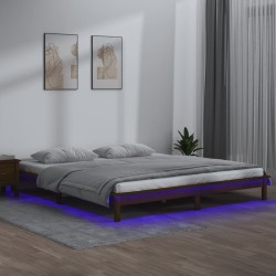 Estrutura cama casal pequena +LEDs 120x190 cm madeira castanho