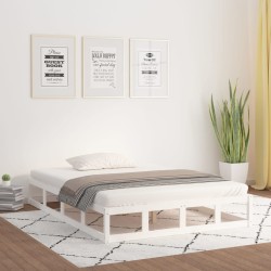 Estrutura de cama 160x200 cm madeira maciça branco