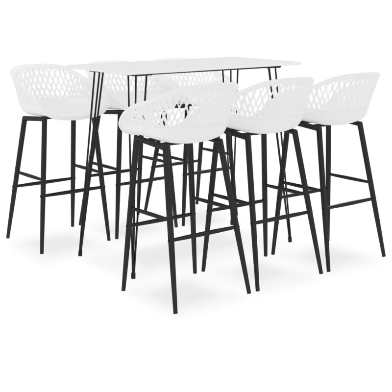 7 pcs conjunto de bar branco-Conjuntos de móveis para cozinha e sala de jantar-Home Retail