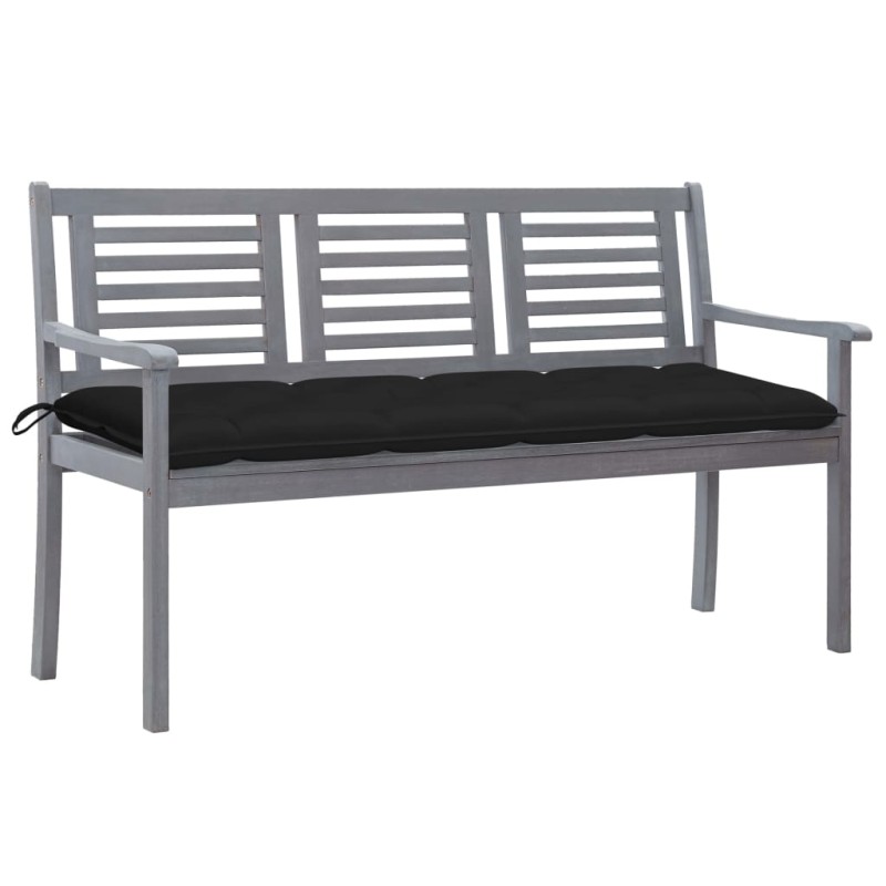 Banco de jardim 3 lugares c/ almofadão 150 cm eucalipto cinza-Bancos de jardim-Home Retail