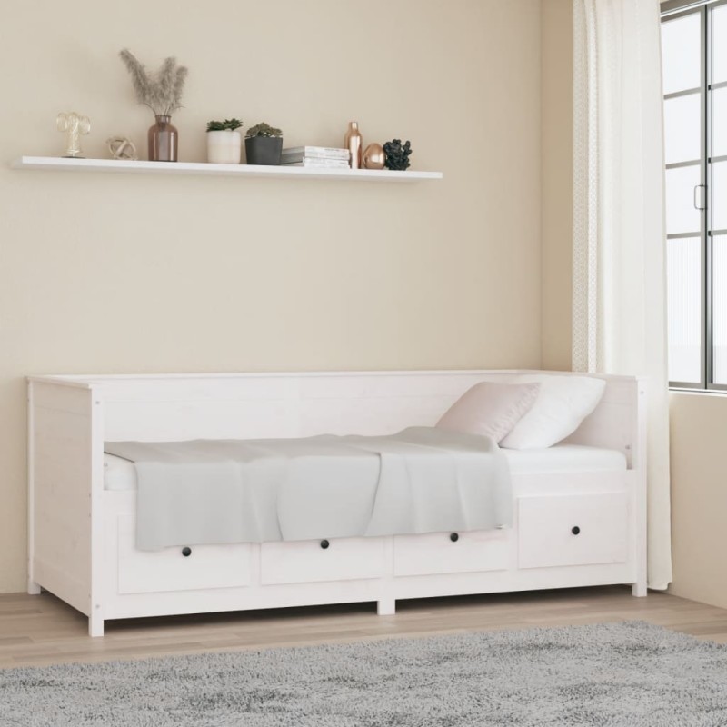 Sofá-cama 90 x 200 cm madeira de pinho maciça branco-Camas e estruturas de camas-Home Retail