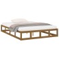 Estrutura cama casal 135x190 cm madeira maciça castanho-mel