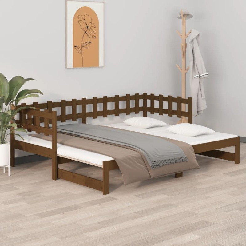 820736  Sofá-cama puxar 2x(80x200) cm pinho maciço castanho mel-Camas e estruturas de camas-Home Retail