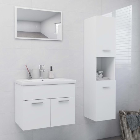 Conjunto de móveis de casa de banho derivados madeira branco