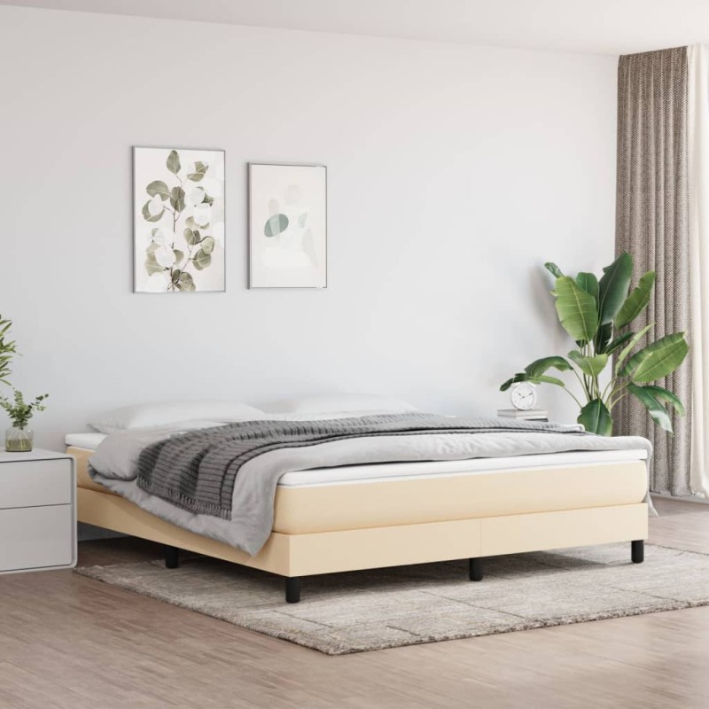 Estrutura de cama em tecido cor creme 160x200 cm-Camas e estruturas de camas-Home Retail