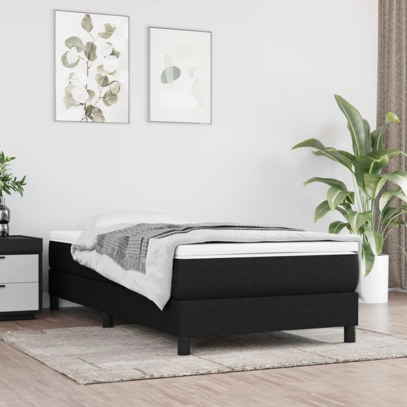 Estrutura de cama 90x190 cm tecido preto-Camas e estruturas de camas-Home Retail