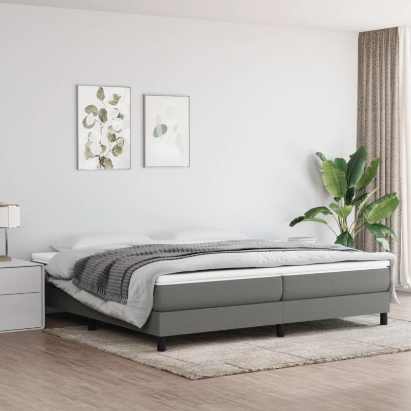 Estrutura de cama tecido cinzento-escuro 200x200 cm-Camas e estruturas de camas-Home Retail