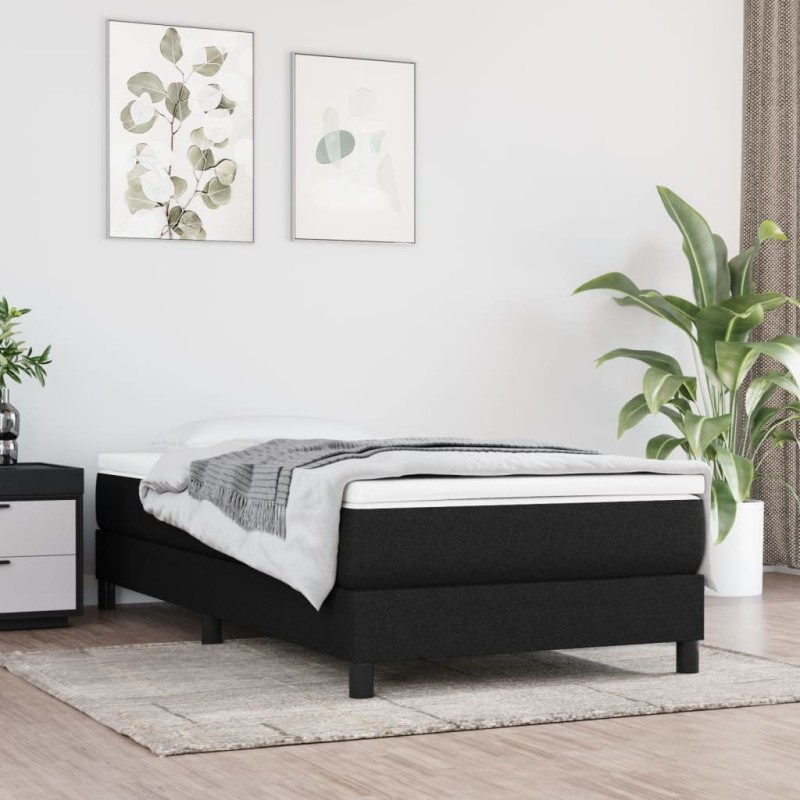 Estrutura de cama 90x200 cm tecido preto-Camas e estruturas de camas-Home Retail