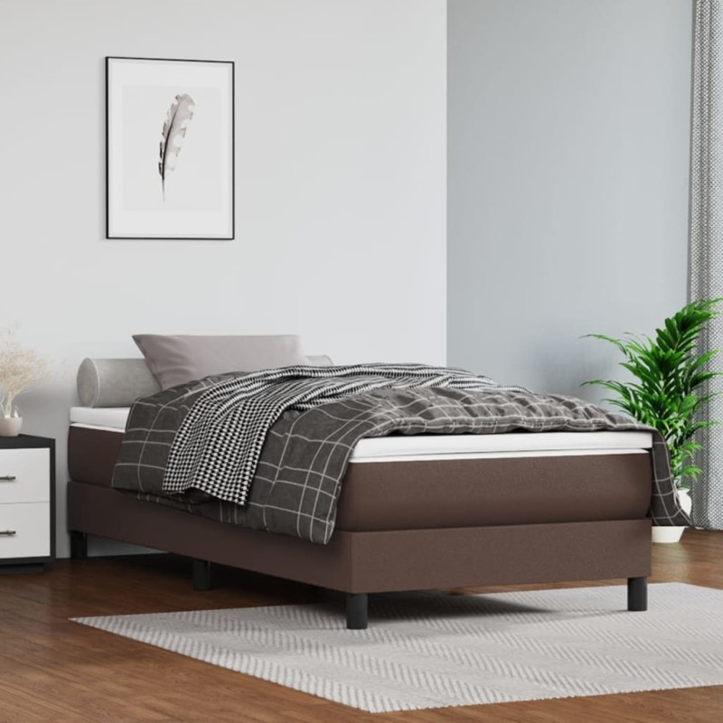 Estrutura de cama 90x200 cm couro artificial castanho-Camas e estruturas de camas-Home Retail