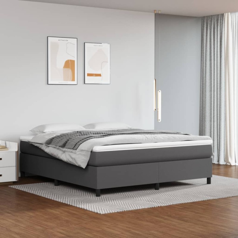 Estrutura de cama 180x200 cm couro artificial cinzento-Camas e estruturas de camas-Home Retail