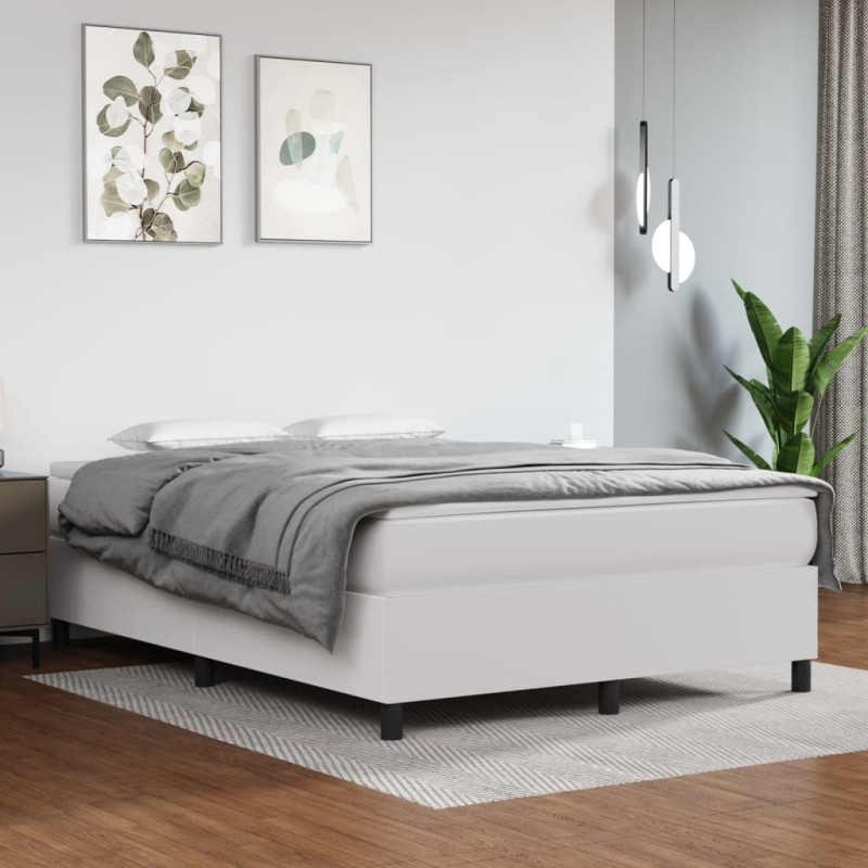 Estrutura de cama 140x190 cm couro artificial branco-Camas e estruturas de camas-Home Retail