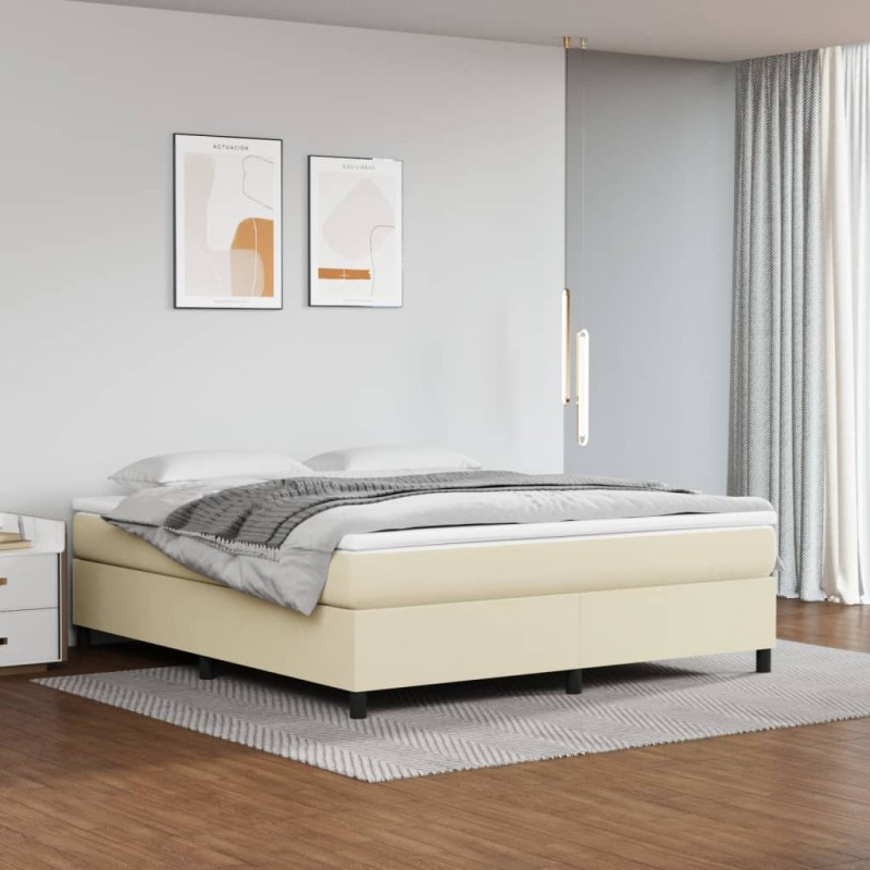 Estrutura de cama 180x200 cm couro artificial cor creme-Camas e estruturas de camas-Home Retail