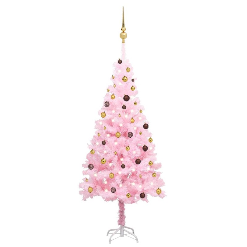 Árvore Natal artificial pré-iluminada c/ bolas PVC rosa-Árvores de Natal-Home Retail