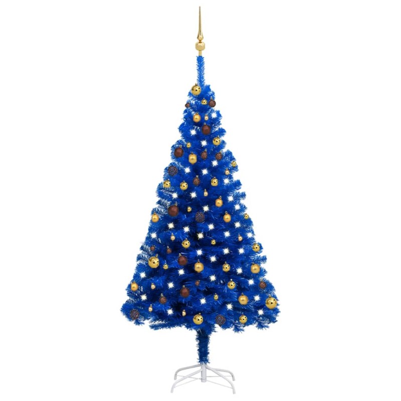 Árvore Natal artificial pré-iluminada c/ bolas 180cm PVC azul-Árvores de Natal-Home Retail