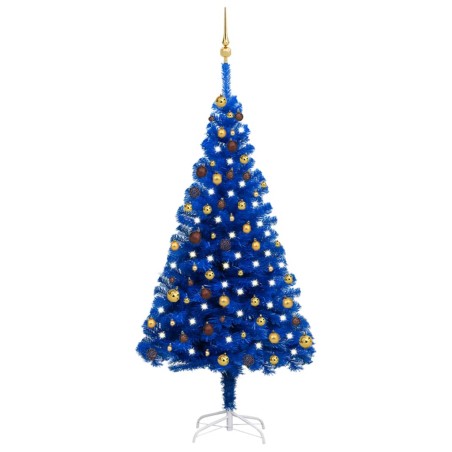 Árvore Natal artificial pré-iluminada c/ bolas 180cm PVC azul