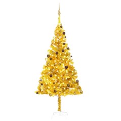 Árvore Natal artificial pré-iluminada c/bolas 240cm PET dourado