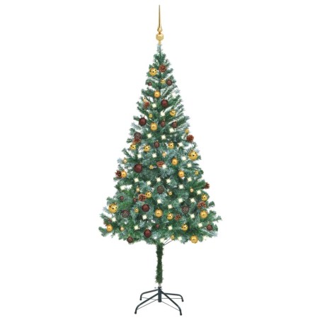 Árvore Natal artificial pré-iluminada c/ bolas e pinhas 180 cm