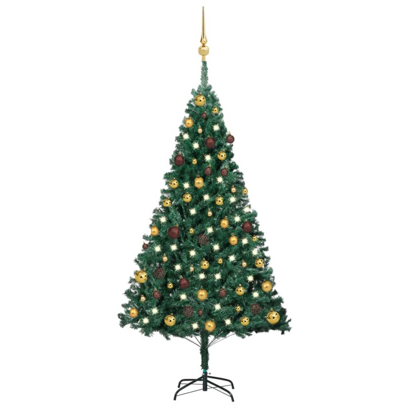 Árvore Natal artificial pré-iluminada c/ bolas 150 cm PVC verde-Árvores de Natal-Home Retail