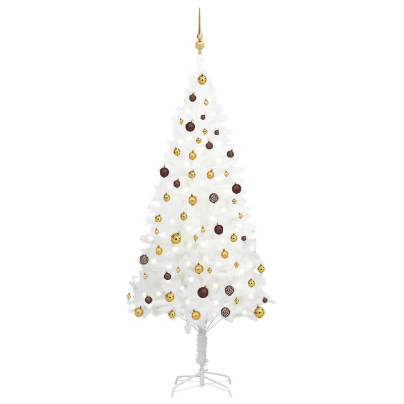 Árvore Natal artificial pré-iluminada c/ bolas 210 cm branco-Árvores de Natal-Home Retail