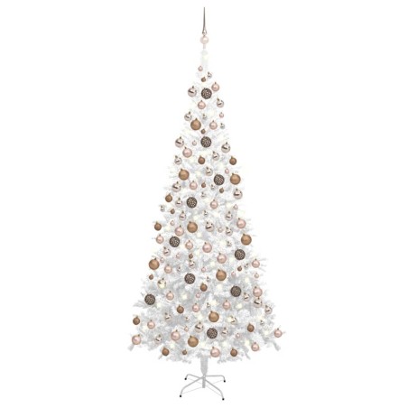 Árvore Natal artificial pré-iluminada c/ bolas branco