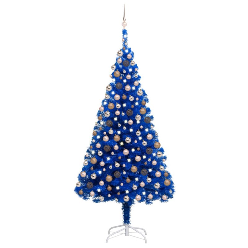 Árvore Natal artificial pré-iluminada c/ bolas 210cm PVC azul-Árvores de Natal-Home Retail